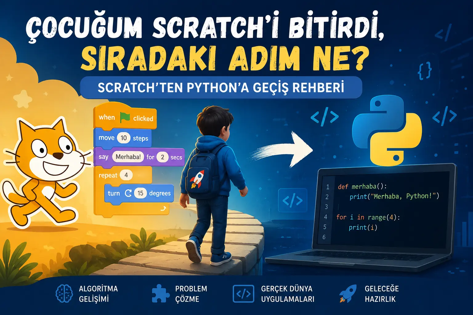 Çocuğum Scratch'i Bitirdi, Sıradaki Adım Ne? Scratch'ten Python'a Geçiş Rehberi