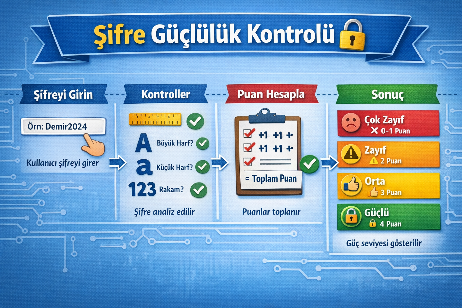 şifre güçlülük kontrolü